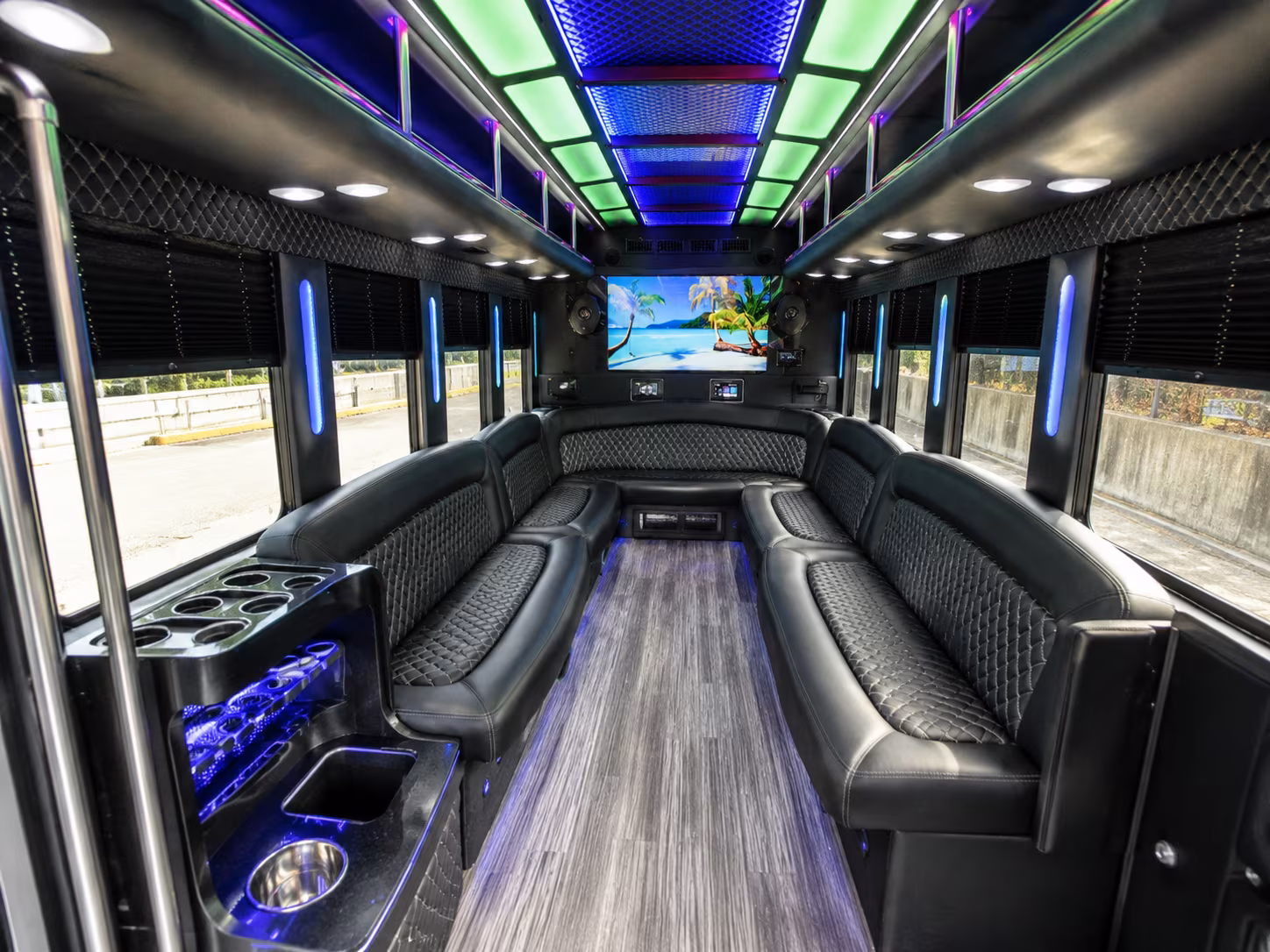 lynwood 18 passenger party bus inside